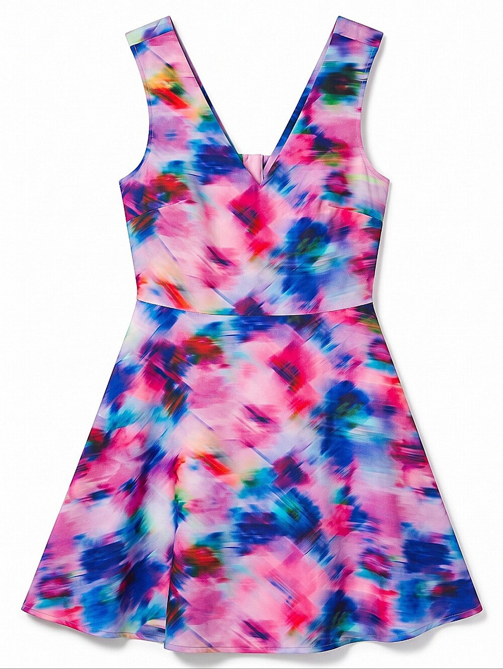NWT! Felicity & Coco Vibrant Watercolor V‑Neck Fit & Flare Dress - Pink & Blue